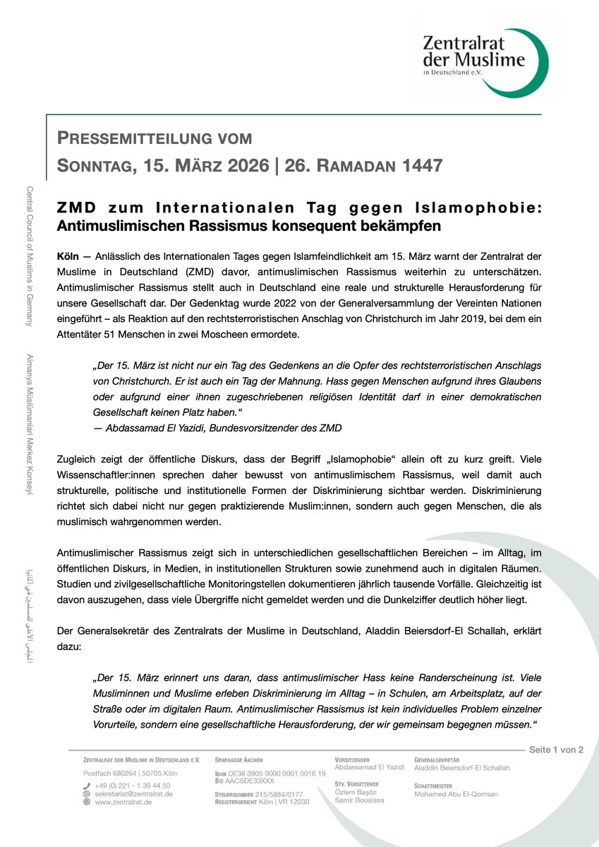 Zentralrat der Muslime in Deutschland tweet media