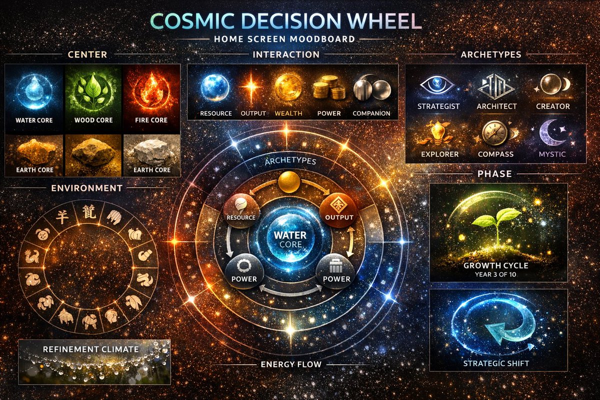 ZorbaTzu's tweet photo. Most personality systems are fixed.

MBTI gives you a type.
Enneagram gives you a type.
Astrology gives you a sign.
But humans don’t behave like fixed labels.
We behave like dynamic systems.

Today while building TUSO, something clicked.

Instead of assigning a type,
we built a living wheel.

At the center: your core energy.
Around it: how you interact with the world.
Around that: your archetype.
Then your environment.
Then the phase of your life.

Your identity isn’t a box.
It’s a position inside a system that moves.

That changes how decisions feel.
You don’t ask:
“Who am I?”
You ask:
“Where am I on the wheel right now?”

Still rough, but today the system finally felt alive.

Day 6 building TUSO in public
---------------------------------

Curious question:

Do you feel like your personality is fixed…
or does it shift depending on the phase of your life?