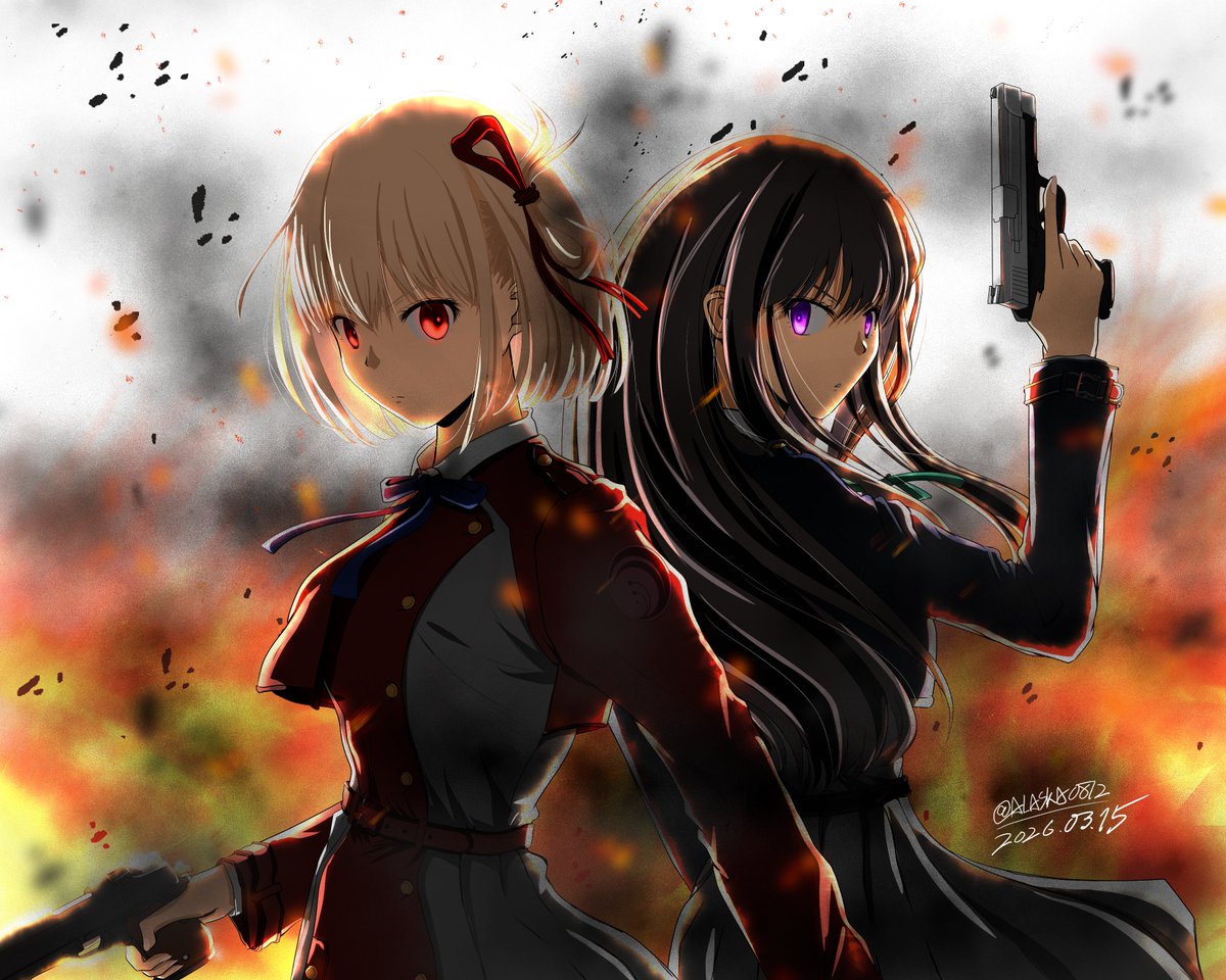 目が合ったら、容赦なくボコボコにされそうw

やっぱりどうしたいかのイメージを持たずに描いてくのは良くないね。二転三転するw

#リコリコ