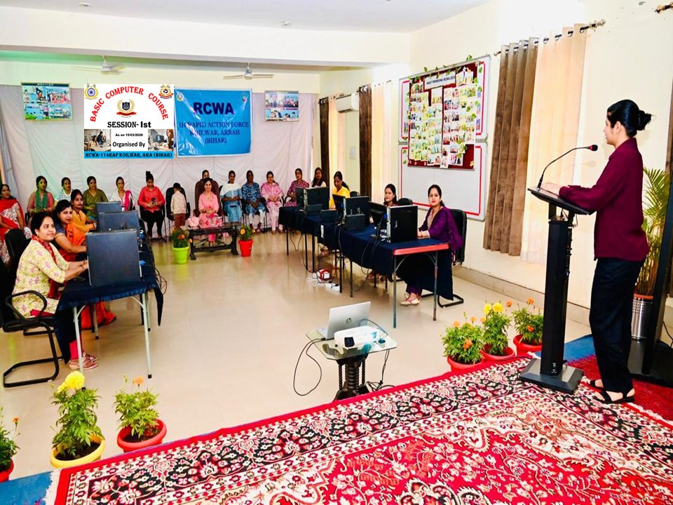 R114raf's tweet photo. Under the guidance of Smt. Ritu Jha, Head RCWA–114 RAF, a Basic Computer Awareness Workshop was organized at Koilwar, Ara (Bihar) for families of personnel of 114 RAF, encouraging digital learning and empowerment. @HMOIndia @cwacrpf @RAFCRPF https://t.co/YksoCmvzBr