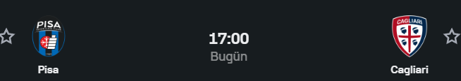 İtalya'da telafi mesaisi! 🇮🇹 Pisa vs Cagliari analizi yayında! 📈🔥

🏟 Pisa "aksiyon" demek: Son 10 maçın 9'u 2.5 Üst bitti! ⚽️💥 
🏃‍♂️ Juan Cuadrado tecrübesiyle sahada, Palestra ise Cagliari’nin direniş noktası. 🛡️ 
📊 Cagliari savunması sallanıyor (10/6 gol yediler), Pisa