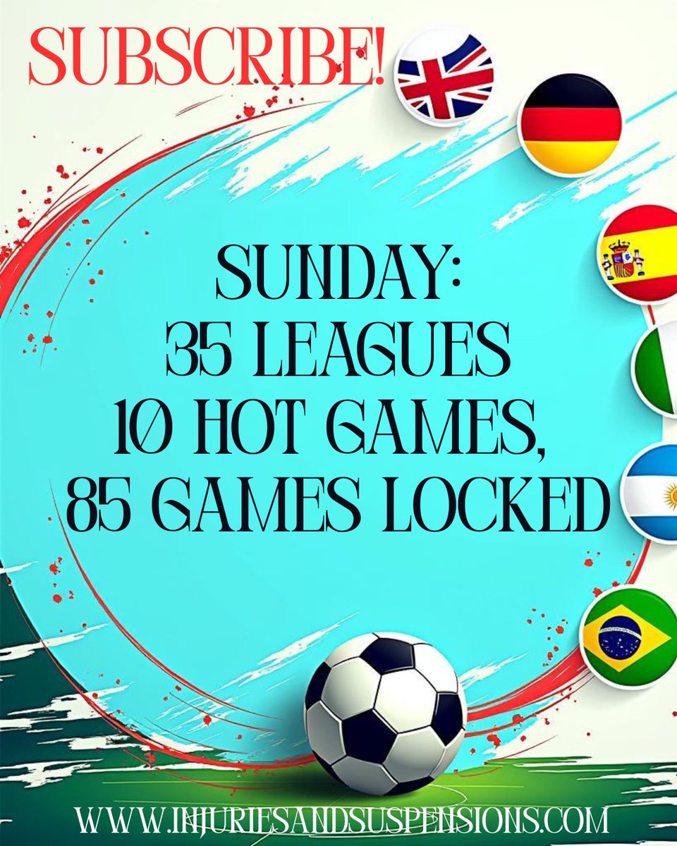 Injuries_Suspen's tweet photo. IMPROVE YOUR BETTING PERFORMANCE

SUNDAY
35 leagues
10 HOT games *
85 games locked *
* subscribers only

SUBSCRIBE!

https://t.co/VSTw8K8hdL

#Betting #Gambling #tips #picks #win #news https://t.co/w9ywxQJWsE