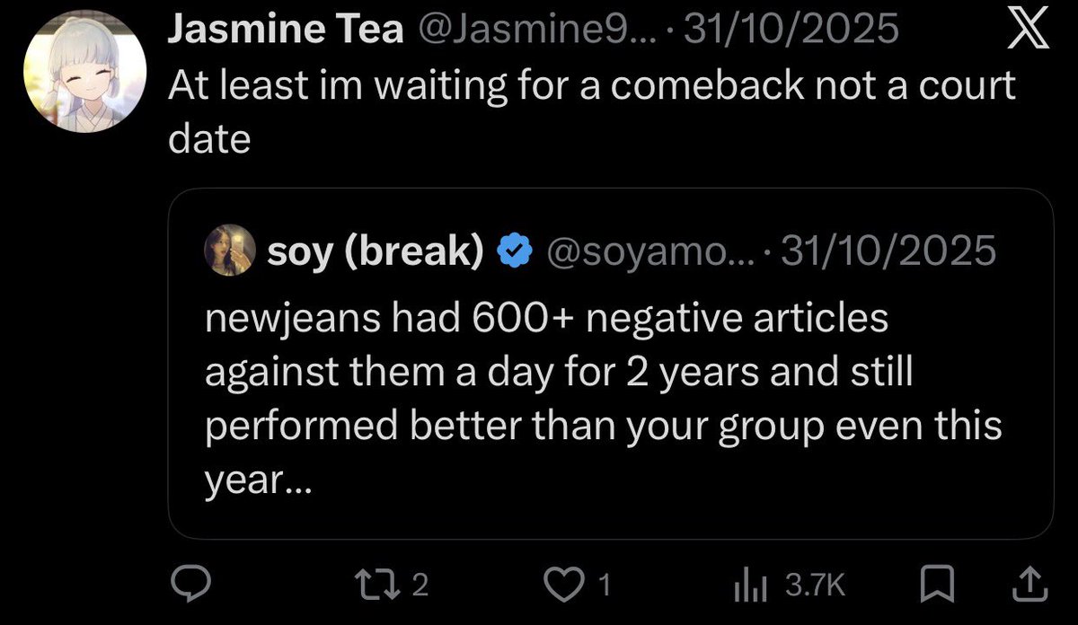 yunnjini's tweet photo. @Jasmine92775315 I just realised ur a Newjeans anti, so it’s no wonder why your knowledge on the whole situation is the same size as a penny.  next time, read the proof  and watch the document on YouTube about the situation and do some more research xx!! #copylit #newjeansontop https://t.co/JaWoFB1EkG
