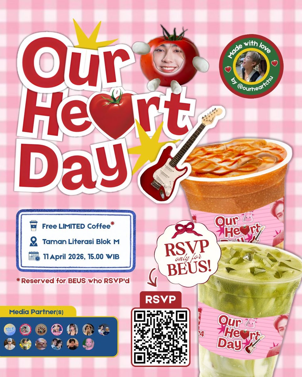 twelvecentrics's tweet photo. 🩷 #23CheersforHEART 🩷

Untuk merayakan ulang tahun #HEARTChuthiwat, kami menyediakan FREE COFFEE EVENT FOR ALL di:

📍Taman Literasi Blok M
⏰️15.00 WIB
📅 11 April 2026

*) KHUSUS BEUS, isi RSVP di tanggal 15 - 20 Maret 2026 untuk dapetin freebies menarik dari kami! (LIMITED) https://t.co/R5OVkExGGa