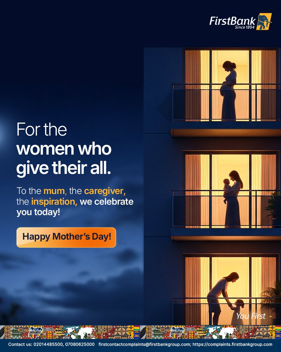 FirstBankngr's tweet image. To the women who nurture dreams, build families, and shape the future with love and strength, we celebrate you today and always.

Happy Mother’s Day to all the incredible mothers and mother figures who make every moment brighter. 

#MothersDay #FirstBank #YouFirst