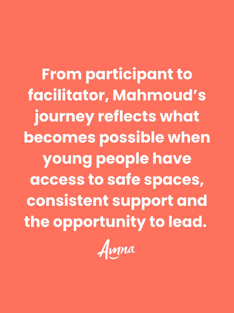 AmnaHealing's tweet photo. From participant to facilitator, Mahmoud’s journey reflects what becomes possible when young people have access to safe spaces, consistent support and the opportunity to lead. 

#AmnaOrg #Healing https://t.co/SHYIOTCXkI