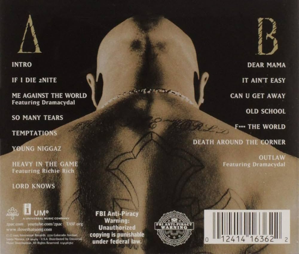Percless's tweet photo. Ayer fue el 31º aniversario de ‘Me Against The World’ de 2Pac y hoy el 11º de ‘To Pimp A Butterfly’ de Kendrick Lamar. 

Mucha gente no lo sabe, pero ambos álbumes iban a llamarse de otra manera inicialmente. MATW iba a ser ‘Crucifixion’/‘Crucified’ por su señalamiento mediático.

TPAB iba a ser ‘Tu Pimp A Caterpillar’/‘2 Pimp A Caterpillar’ para que su acrónimo fuese https://t.co/St88yJMamV./2PAC. Pac jugó también la de los acrónimos en 1993 con ‘Strictly 4 My N.I.G.G.A.Z...’, donde el puntualizar esta última palabra fue para acortar “Never Ignorant in Getting Goals Accomplished”.

Ambos álbumes tienen mucha relación en la intención de cómo se escribieron y lo que se escribió, además Kendrick habla con Pac a través mediante una entrevista falseada (la parte de Pac ocurrió, la suya no). La elección de elegir el 15 de marzo de 2015 como salida, justo 20 años después del primero que menciono, se ve que es intencionada. Es una obra en gran parte dedicado a él y muy inspirada en este disco suyo.

El mejor álbum de cada uno, por cierto. Tenían 23 y 27 años respectivamente.