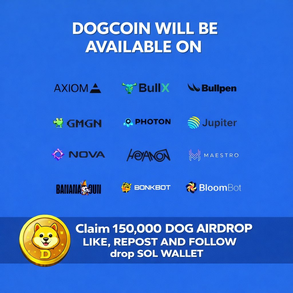 DOGnCOIN's tweet photo. AIRDROPS LIVE 
CLAIM 150,000 $DOG 
FIRST 1000 PARTICIPANT 

CLAIM NOW !
FOLLOW : @DOGnCOIN. @SOLANAXSOL 
LIKE, TWEET POST &amp; COMMENT SOLANA ADDRESS 👇 

#airdrops
#solana #SolanaMemes https://t.co/eJV49rgzyO
