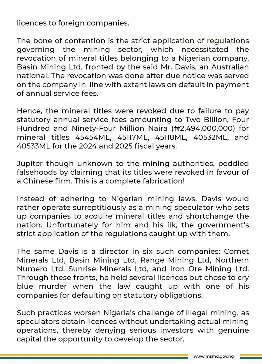 Ministry of Solid Minerals Development tweet media