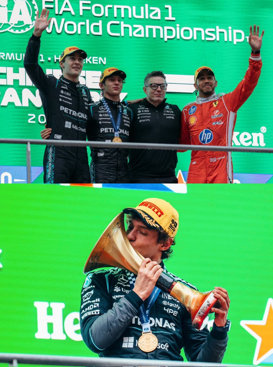 TuttoFormula1's tweet photo. RACE 02 🇨🇳 

🥇 Kimi Antonelli - Mercedes 
🥈 George Russell - Mercedes 
🥉 Lewis Hamilton - Scuderia Ferrari 

#ChineseGP | #F12026 https://t.co/8iOSE9JIKs