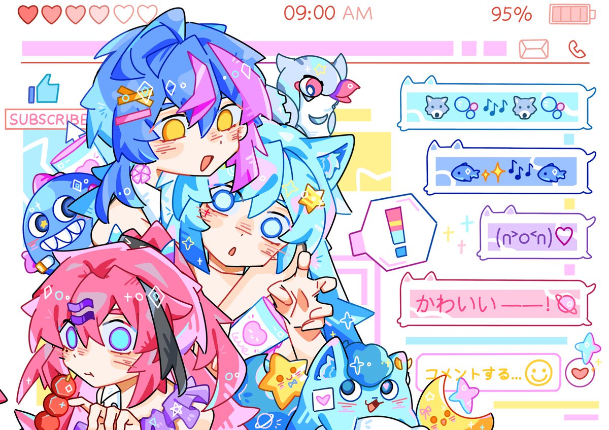 夜月さんの合同誌に参加させていただきました！toto 、nagiとmedaのイラストを担当しています
参加された皆さん、お疲れ様でした✨
 #MEDART
 #ととぴくと
 #なぎんこ画廊