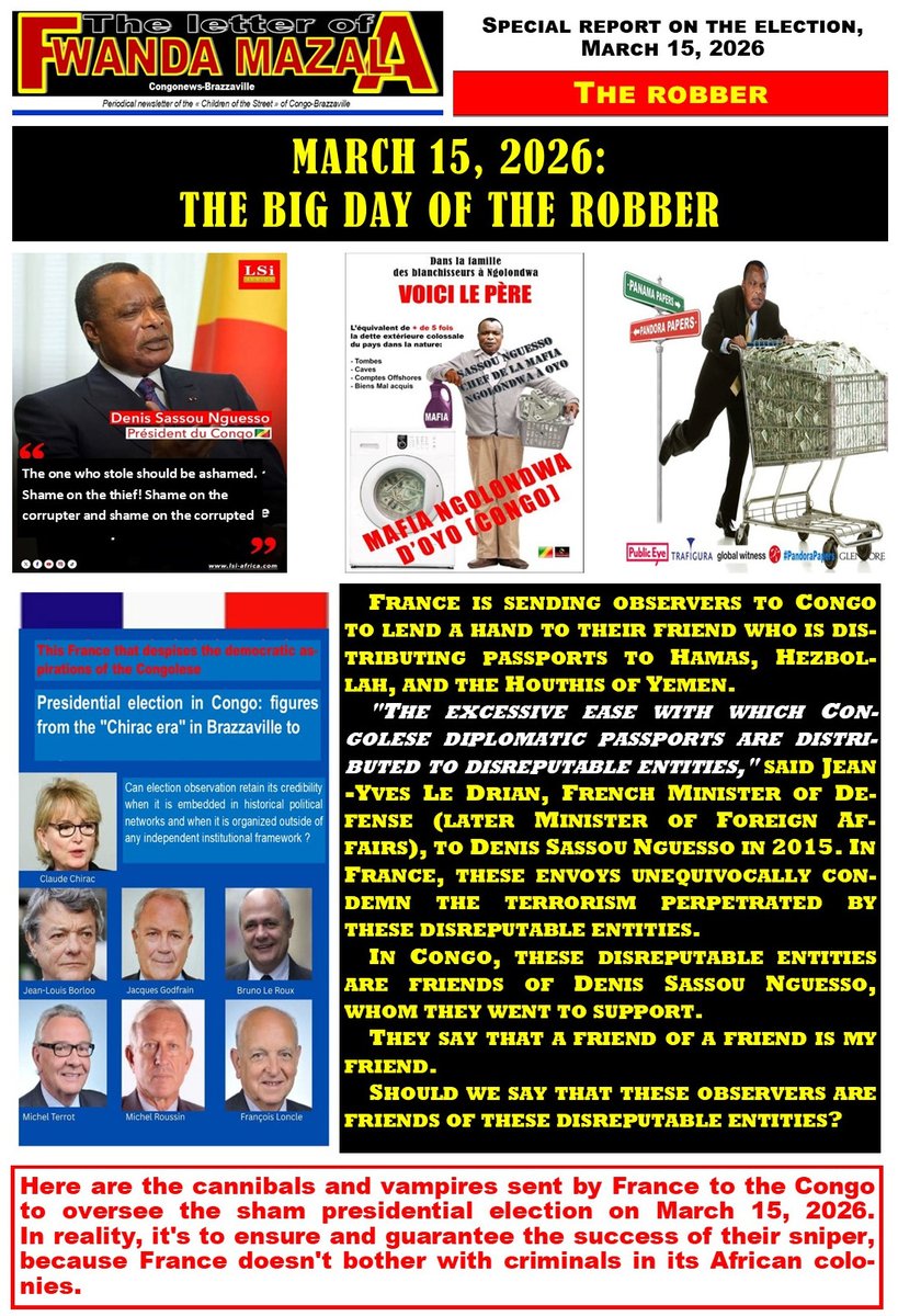 Election au Congo-Brazzaville : 15 mars 2026, le grand jour du dévaliseur, le sniper ami de la France