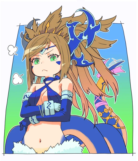 再掲パズドラファンアートシリーズ フェス限水エキドナSARAさん 表情がぷんぷんしてるような感じなのでついつい描いた1枚です。かわいい。 #パズドラファンアート