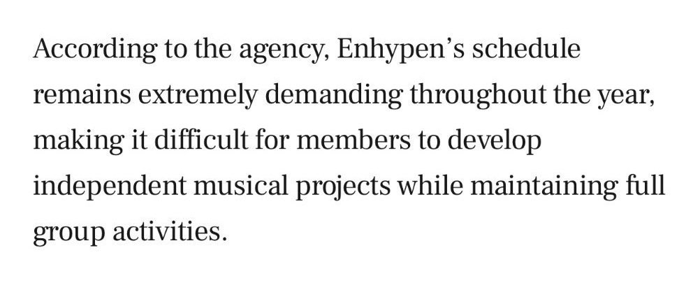 Kalo alasan heeseung keluar adalah karena schedule Enhypen yang padat akan mempersulit project musik individual—

YA YANG DIKURANGIN SCHEDULE-NYA, BUKAN MEMBER-NYA