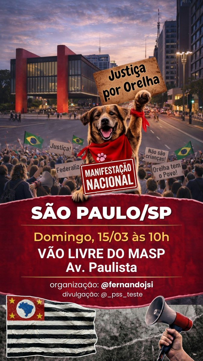 gabrielcharro_'s tweet photo. 📢ATENÇÃO SÃO PAULO📢
DAQUI A POUCO NO VÃO LIVRE DO MASP
MANIFESTAÇÃO JUSTIÇA POR ORELHA
#JustiçaPorOrelha
#JusticaPorOrelha
#JusticaParaOrelha
#MASP https://t.co/6Lv3PC9cfq