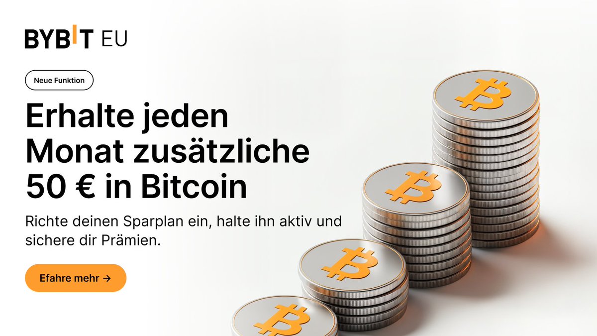 Baue dein Krypto-Portfolio automatisch auf 📈

Mit dem Sparplan auf Bybit EU kannst du regelmäßig investieren und monatlich bis zu 50 € extra in BTC verdienen.

✔ Automatische Käufe
✔ Bis zu 50 € BTC-Prämien pro Monat
✔ Extra 3 % APY auf qualifizierende Einzahlungen

Jetzt