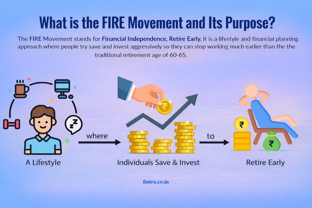 FintraSupport's tweet image. What if retirement didn’t have to wait until 60?
The FIRE Movement helps to achieve Financial Independence decades earlier by saving smart, investing wisely, &amp;amp; controlling expenses
Learn how to start your journey today fintra.co.in/blog/fire-move…
#FIREMovement #FinancialFreedom