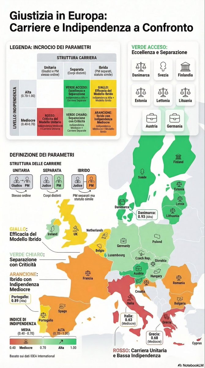 L’organizzazione della #Magistratura incide sulla #indipendenza della Magistratura stessa?
Ecco cosa dicono i dati visualizzati nell’infografica 👇

#ReferendumGiustizia