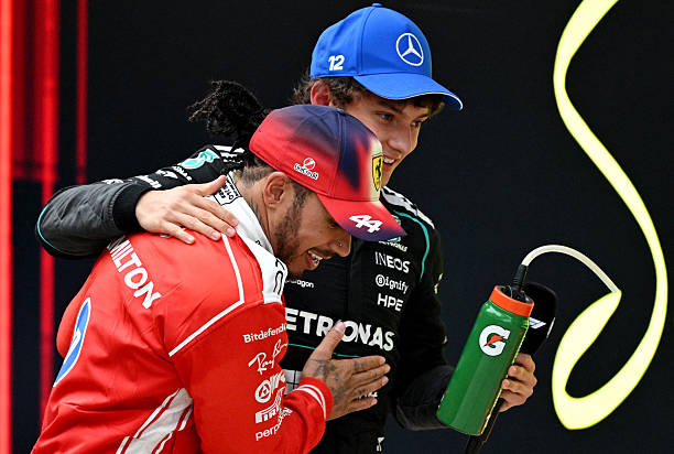 Kimi Antonelli: "It’s incredible to be sharing the podium with George and Lewis because George came through the junior academy like me and he’s part of the family. Lewis has made history with Mercedes and obviously it’s great for Mercedes. Yeah, I think it was a very special
