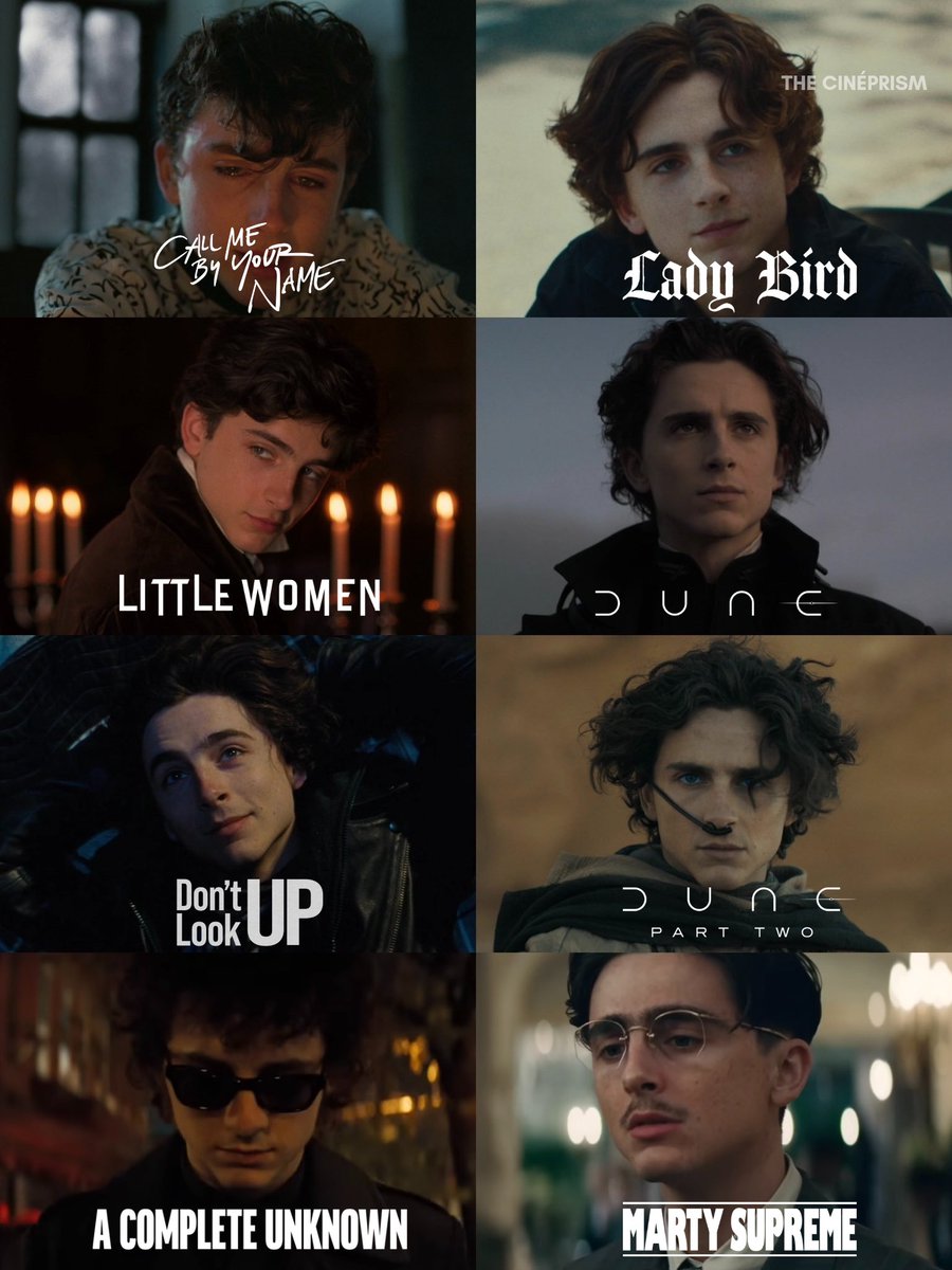 TheCineprism's tweet photo. Marty Supreme becomes the 8th Timothée Chalamet film to receive a Best Picture nomination. https://t.co/d2Mcay9OMc