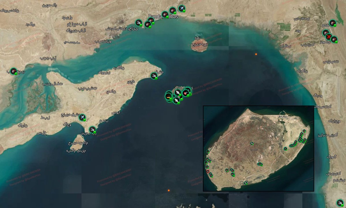 SpottedYou's tweet photo. On parle de Kharg, mais Larak Island pourrait être la prochaine île ciblée par les USA dans son conflit avec l’Iran, pourquoi ?
➡️ Elle se trouve à l’entrée du Golfe.
➡️ Elle peu habitée.
➡️ Elle dispose un point de vue sur le détroit d’Ormuz unique.
J’ai ajouté 28 points sur ma carte :
🎯 20 points de lancements de missiles
🏠 3 casernes
📡 3 radars
Le reste concerne d’autres éléments militaires.
➡️ https://t.co/BTY4GZYCMq