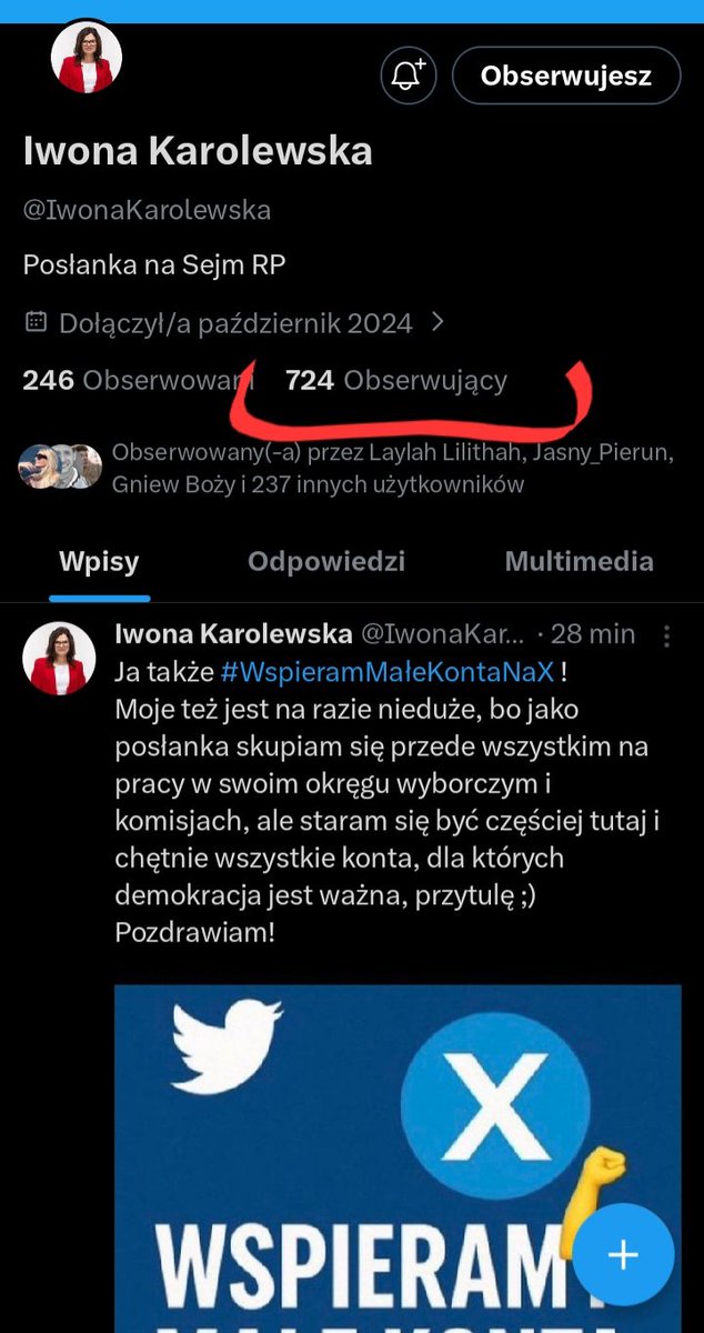 Kochani. POMÓŻMY rozkręcić konto Pani posłance <a href="/IwonaKarolewska/">Iwona Karolewska</a>
Kto chce i może niech pomoże 😉
RT mile widziane 🇵🇱 ❤️ 🇪🇺
#WspieramMałeKontaNaX
