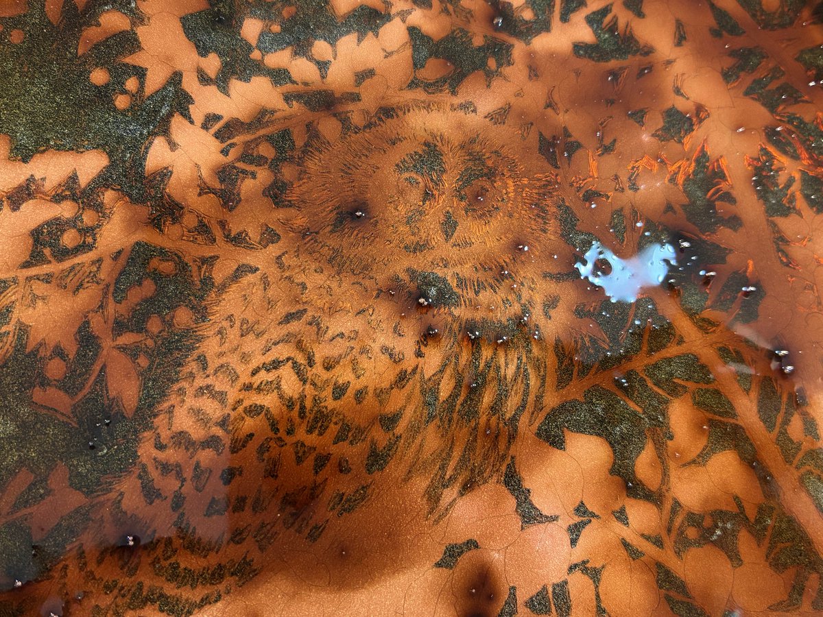 yu_grassbird's tweet image. グレーの色味を増やすため、塩化第二鉄を筆で直接塗って腐食させていきました。試し刷り2回目^ ^

#ao_etching_studio  #etching