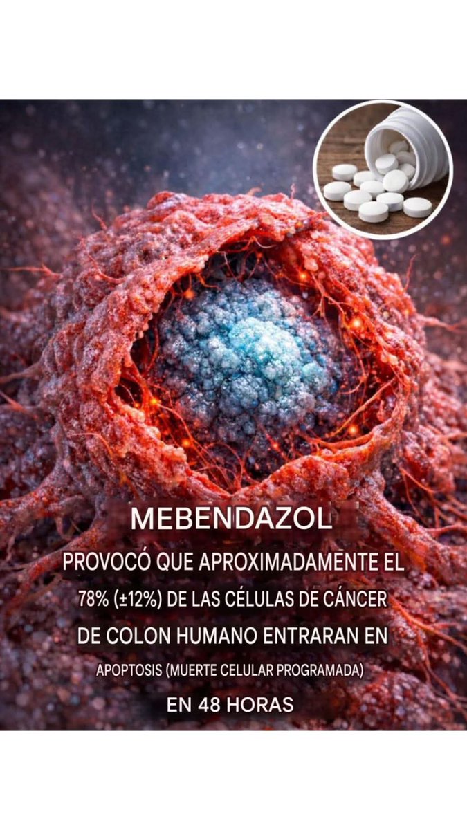 vibracosmos's tweet photo. La investigación sugiere que el fármaco antiparasitario "MEBENDAZOL y la IVERMECTINA" pueden desencadenar apoptosis (muerte celular programada) en las células de cáncer de colon. Los estudios de laboratorio, mostraron potenciales efectos anticancerígenos. https://t.co/3keHyHul3I
