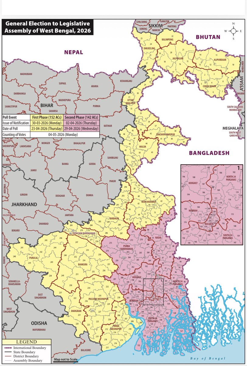 Kaustav92690133's tweet image. #WestBengal

152 seats in #1stPhase
142 seats in #2ndPhase