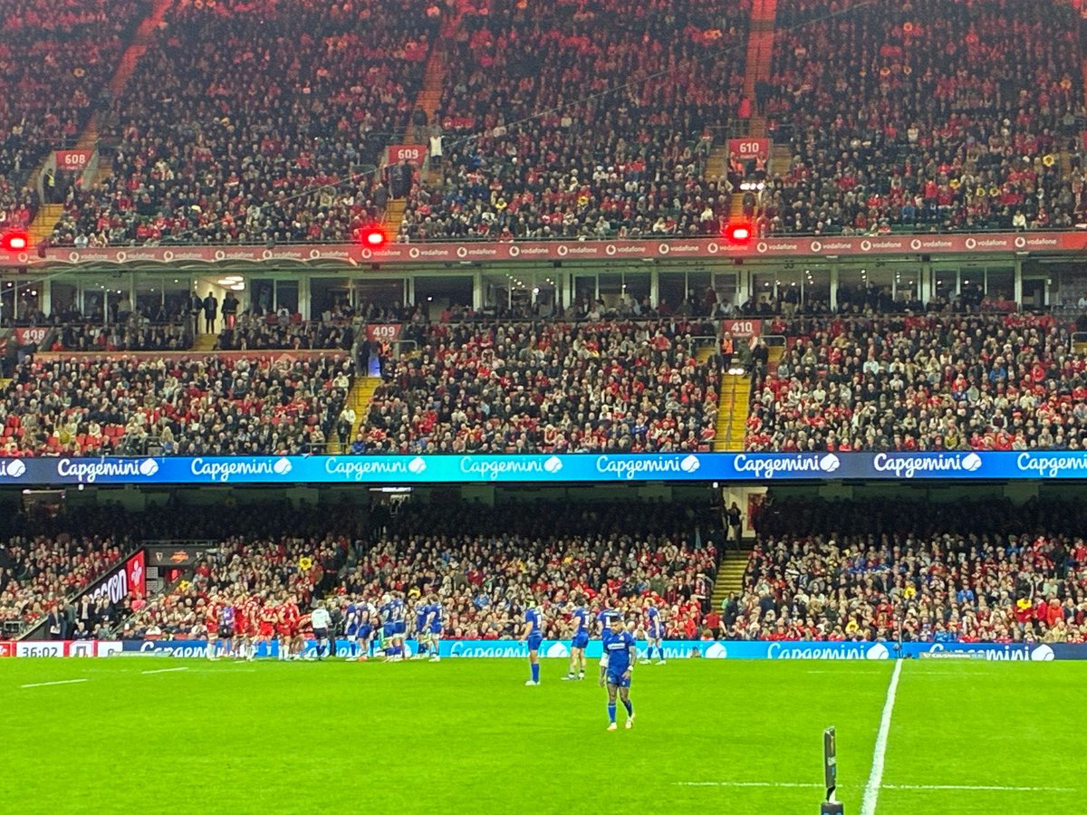 j1corange's tweet photo. What an experience! Grateful to @CapgeminiUK for inviting me to witness the Wales vs Italy match at the Principality Stadium from close to the pitch. Great effort from Wales to finally get a win despite Italy never giving up!
#GuinnessM6N https://t.co/NSwt2v2E2R