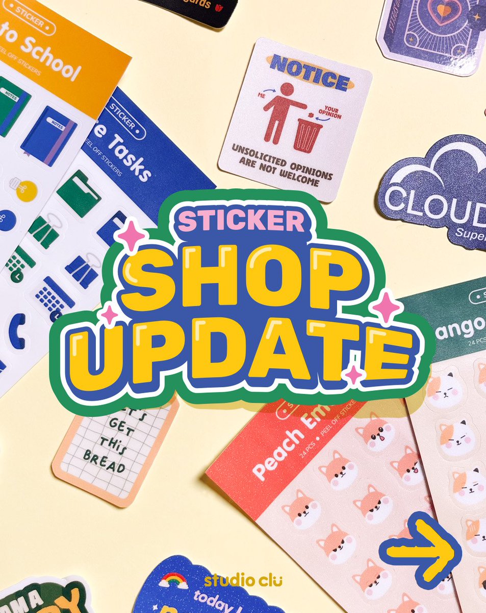 studio_clu's tweet photo. Shop update is LIVE!! Our new stickers are here, come take a look 🧡✨

shop here:
https://t.co/rpLYyTh0iH
https://t.co/5mJA1zx3Y1 https://t.co/PCF5qN4iHe