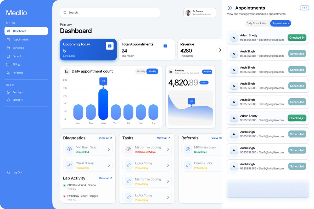 Dashboard design for healthcare app

which one looks better?
