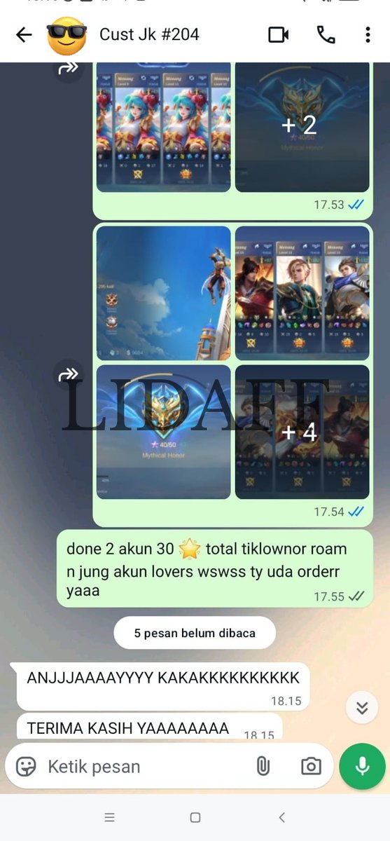 1.3 🌟 glory jokgen cust roam 
2.13 🌟 honor mid n jung 2 akun
3.5 🌟 tiklow jokgen cust mid 
4.30 🌟 tiklownor mid n jung 2 akun
yu yg mau joki ml gendong bisa ke wa d bio yaa available qris include req hero proses satset no antri order banyak dpt promo #jokiml