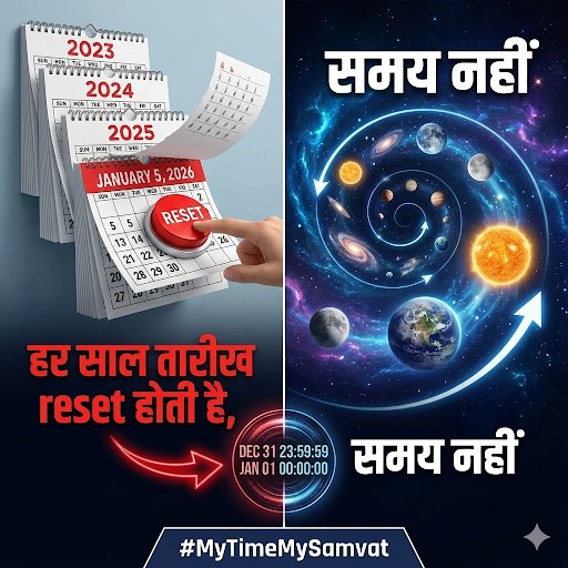 भारतीय पंचांग हजारों वर्षों की खगोलीय परंपरा और ज्ञान का परिणाम है।
#MyTimeMySamvat #HinduNewYear #vikramsamvat2083 #VikramSamvat #Navonmesh #NavonmeshJaipur #IndianCalendar #SanatanKnowledge #VedicScience #IndianKnowledgeSystem #SanatanDharma #IndicWisdom #HinduCivilization