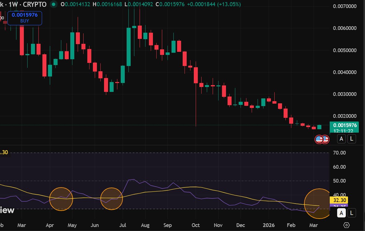 KazixCKB's tweet photo. $CKB I can't tell you how bullish this makes me.
Whether it happens now, or in a few days/weeks - when this thing goes, it will go HARD.

We're VERY close to an Bullish RSI Crossover. Doesn't take a genius to know what happens when it does...

Again, weekly close is SUPER imp. https://t.co/H0j4S3rv7Q