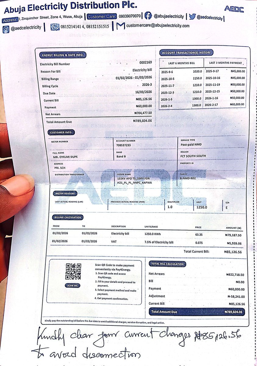 SirRalphs's tweet photo. @jon_d_doe I think Metre is the best. Estimated bill is only good when they are being over charged. At a time they started charging us over 200k a month for a house that has 3 selfcontain rooms. Now they are changing between 80 and 90k with the same band A and the same hours of power supply https://t.co/MVY1zmYzdO