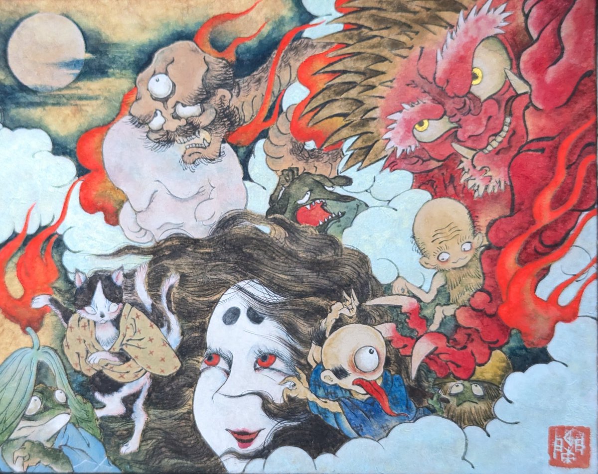 蘭陵亭子梅@3/28九条湯酔墨画会！妖怪書画 tweet media