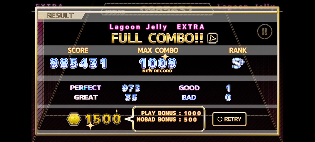kahiru_execute's tweet image. 【ChainBeeTをプレイ】
Lagoon Jelly(EXTRA)をFull Combo!!!
#ChainBeeT

今日のフルコン✌️