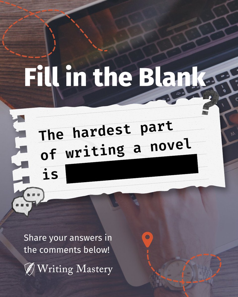 writing_mastery's tweet photo. Writing a novel isn't easy. 😵
So share your challenges! Maybe it'll help a fellow writer not feel so alone.

Comment below and finish the sentence: The hardest part of writing a novel is… 

#WritingCommunity #WritingMastery #AmWriting #Author #Novel https://t.co/TydiZyB5Kq