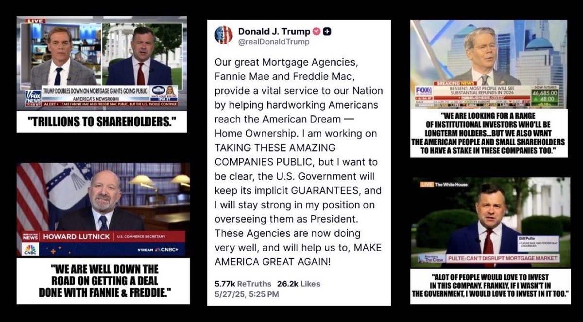Justice delayed is Justice denied! Fortune 100 cos does not belong to trade on OTC. American people needs answers. Jury verdict 8-0 was in favor of $FMCC $FNMA stop the steal. <a href="/realDonaldTrump/">Donald J. Trump</a> <a href="/pulte/">Pulte</a> <a href="/SecScottBessent/">Treasury Secretary Scott Bessent</a> <a href="/howardlutnick/">Howard Lutnick</a> <a href="/POTUS/">President Donald J. Trump</a> <a href="/WhiteHouse/">The White House</a> <a href="/MariaBartiromo/">Maria Bartiromo</a> <a href="/BillAckman/">Bill Ackman</a>