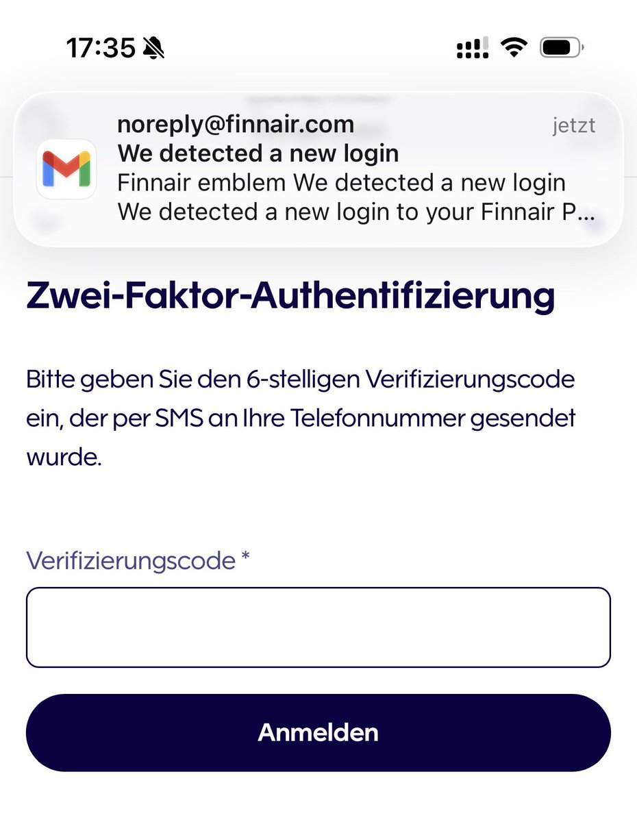 SebastianJacobs's tweet photo. Hey @Finnair trying to log into my account for a couple of days right now. Send me this f***ing SMS or give me an alternative. Internet safety good, but this is annoying. This stupid warnings via Email are not helpful. https://t.co/MsTxnSK8tn