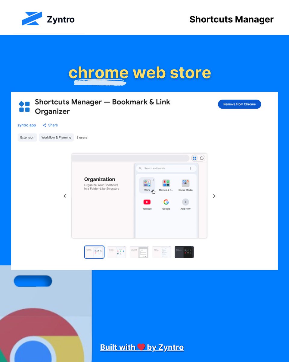 ZyntroOfficial's tweet photo. Shortcut Manager by Zyntro is now available across all major browsers. 🚀🌐

Try it on your favorite browser today ⚡

Chrome: https://t.co/cAMPSxtH39
Edge: https://t.co/yy3rcVgqUI
Firefox: https://t.co/yOVFIqVbia https://t.co/PCyjLkV7co