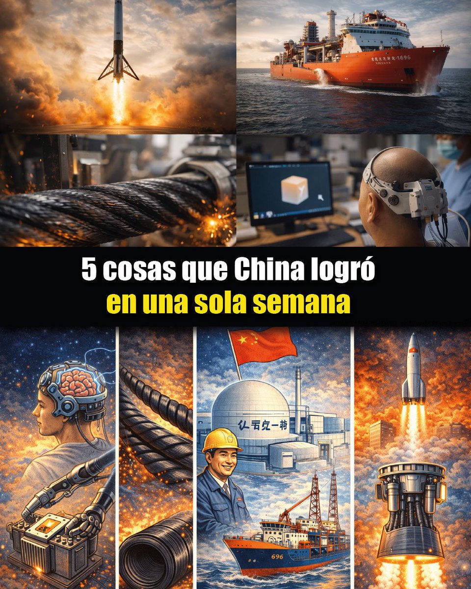 Una semana. Cinco anuncios. Sectores completamente distintos.
1. Un material más fuerte que el acero
2. Controlar una mano con el cerebro
3. Un reactor nuclear encendido
4. Un buque que fractura el fondo del mar
5. Un motor espacial reutilizable
No es casualidad — es estrategia.
