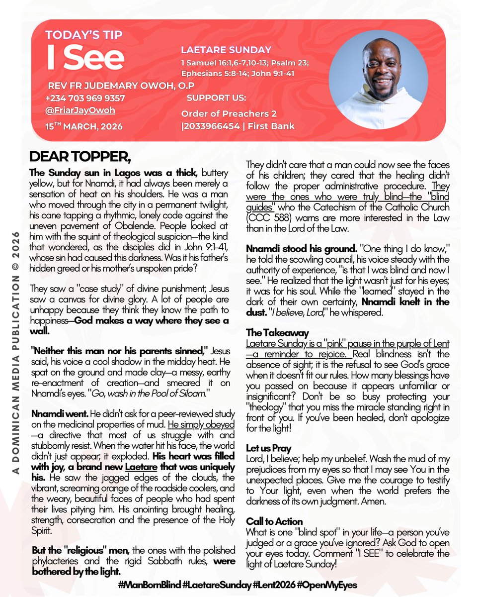 FriarJayOwoh's tweet image. You come at Mass to:
LISTEN,
BE FED,
BE BLESSED
AND SENT TO PREACH
#CatholicX #FriarJay #relationships #LaetareSunday #DominicanMedia