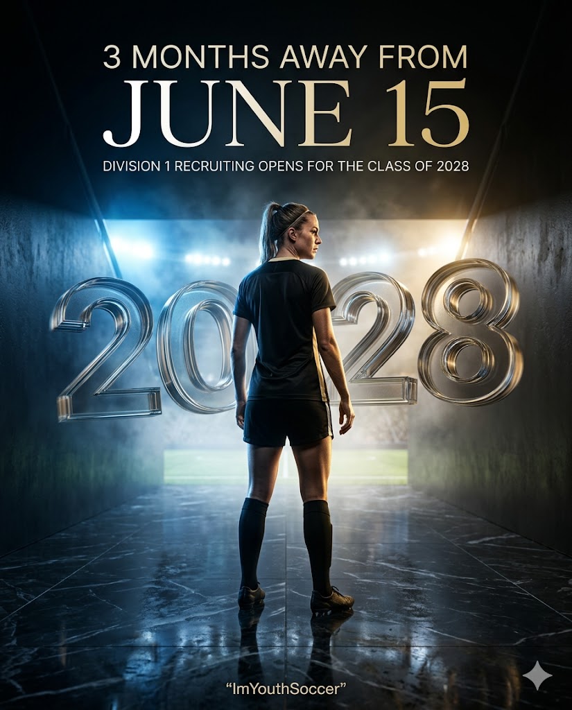 ImYouthSoccer's tweet photo. 📊 CLASS OF 2028: The 3 Month Countdown Has Begun for Division 1 Soccer 📉⚽

We are officially 3 MONTHS AWAY from June 15th, when NCAA direct recruiting opens for D1. To help you prepare, let's look at the benchmarks set by the Class of 2027.

The numbers tell a story of rapid decision-making at the top level:

Last year, 300 players (75% of all commits) made their verbal commitments to Power 4 programs, and 600 players throughout D1, within the first 80 days. That is a staggering acceleration of the timeline. 🌪️🏃‍♀️

While this proves that elite spots fill up incredibly quickly, it also underscores the importance of being prepared.

👉 Like this post if you are EXCITED and want to play college soccer!

#ecnl #girlsacademy #d1 #soccerlife #collegesoccer