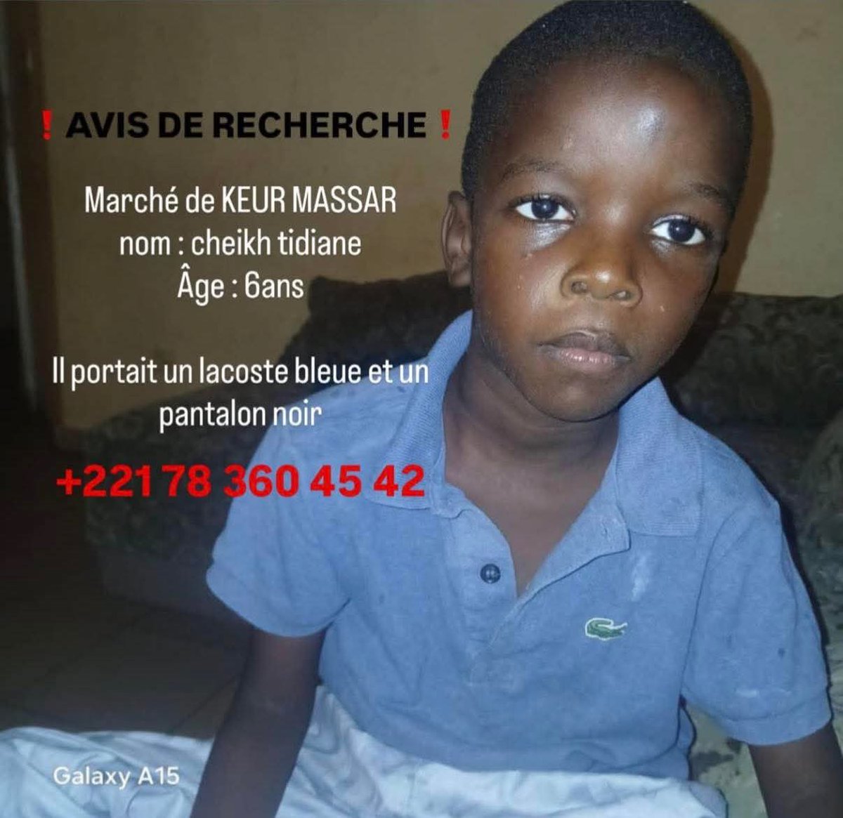 🚨🚨 Aidez nous à retrouver Cheikh Tidiane .