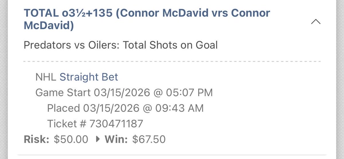 SubZeroNHL's tweet photo. 0.5u | Connor McDavid o3.5 SOG +135 https://t.co/Y41v4IECqU