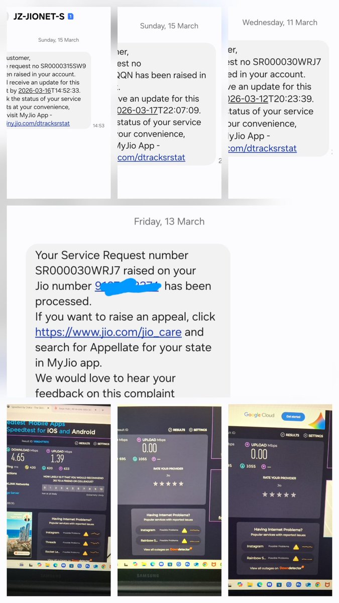 drcool122's tweet photo. @JioCare @reliancejio @jagograhakjago @MIB_India @GoI_MeitY 
Such a poor consumer experience and loot by @JioCare.
Selling premium fiber service with 0 post sell service. 
 Everyday customer have to call, wait and register complaint to repeat same next day again. https://t.co/z6vKAg0D4f