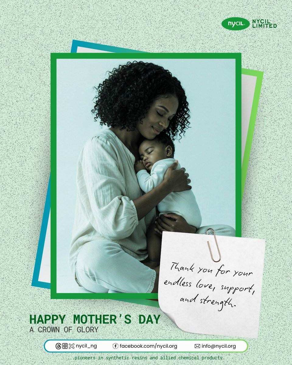 Nycil_NG's tweet photo. At Nycil Limited, we celebrate the love, strength, and dedication of mothers everywhere — especially within our Nycil family. 💚
Today, we honor you for the countless ways you make a difference.

#HappyMothersDay #CelebratingMothers #WomenOfStrength #Nycil https://t.co/KNKsj6XrCQ