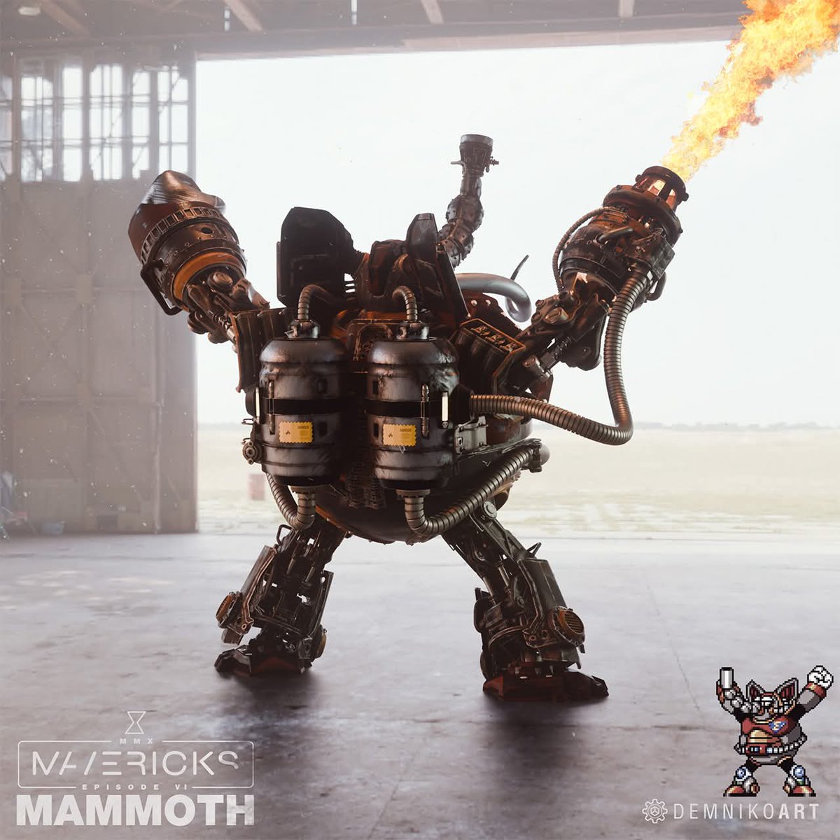 Making great progress on the mammoth model 🔥🦣

Currently finishing the hand. Trying some new stuff with its rigging 🖐️🤔
Will show it off soon.

#b3d #blender3d #robot #megaman #flamemammoth
